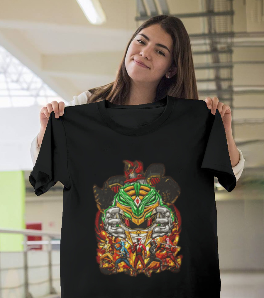 Mighty Morphin Power Rangers Green Ranger Red Ranger Megazord Characters T-Shirt