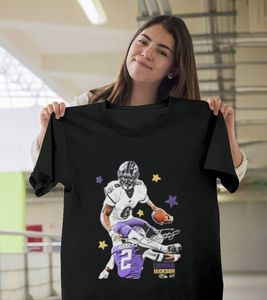 Lamar Jackson Baltimore Ravens Stars Rodgers 2 NFL T-Shirt
