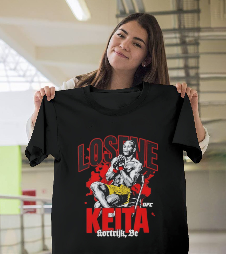 Losene Keita UFC Kortrijk Be MMA Fighter Pose In Bold Red And Yellow T-Shirt