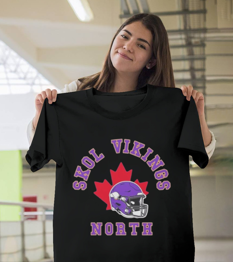 Skol Vikings North Canada 2026 Football Helmet Red Maple Leaf T-Shirt