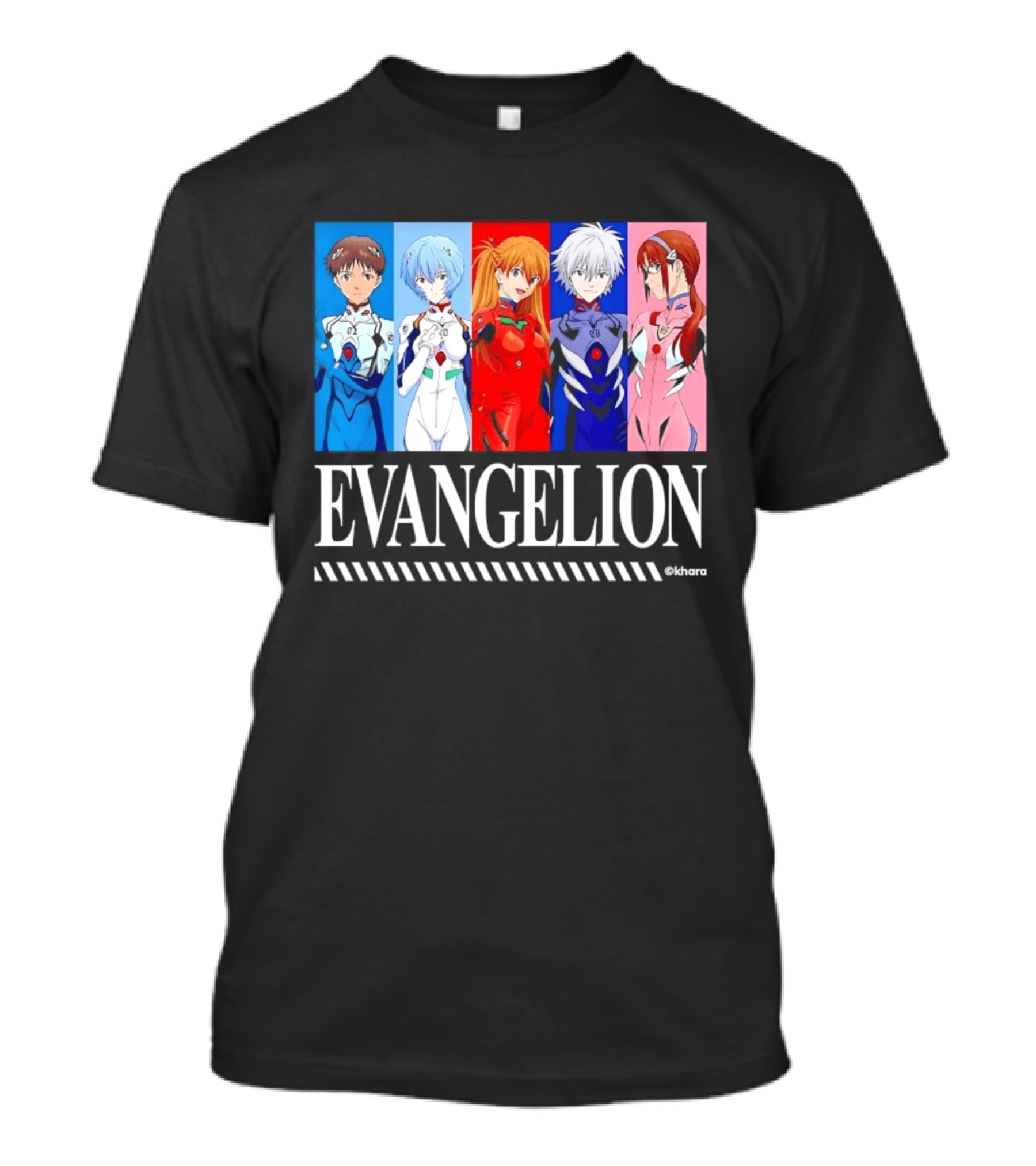 Evangelion Group Shinji Ikari Rei Asuka Kaworu Mari Characters Anime Series T-Shirt
