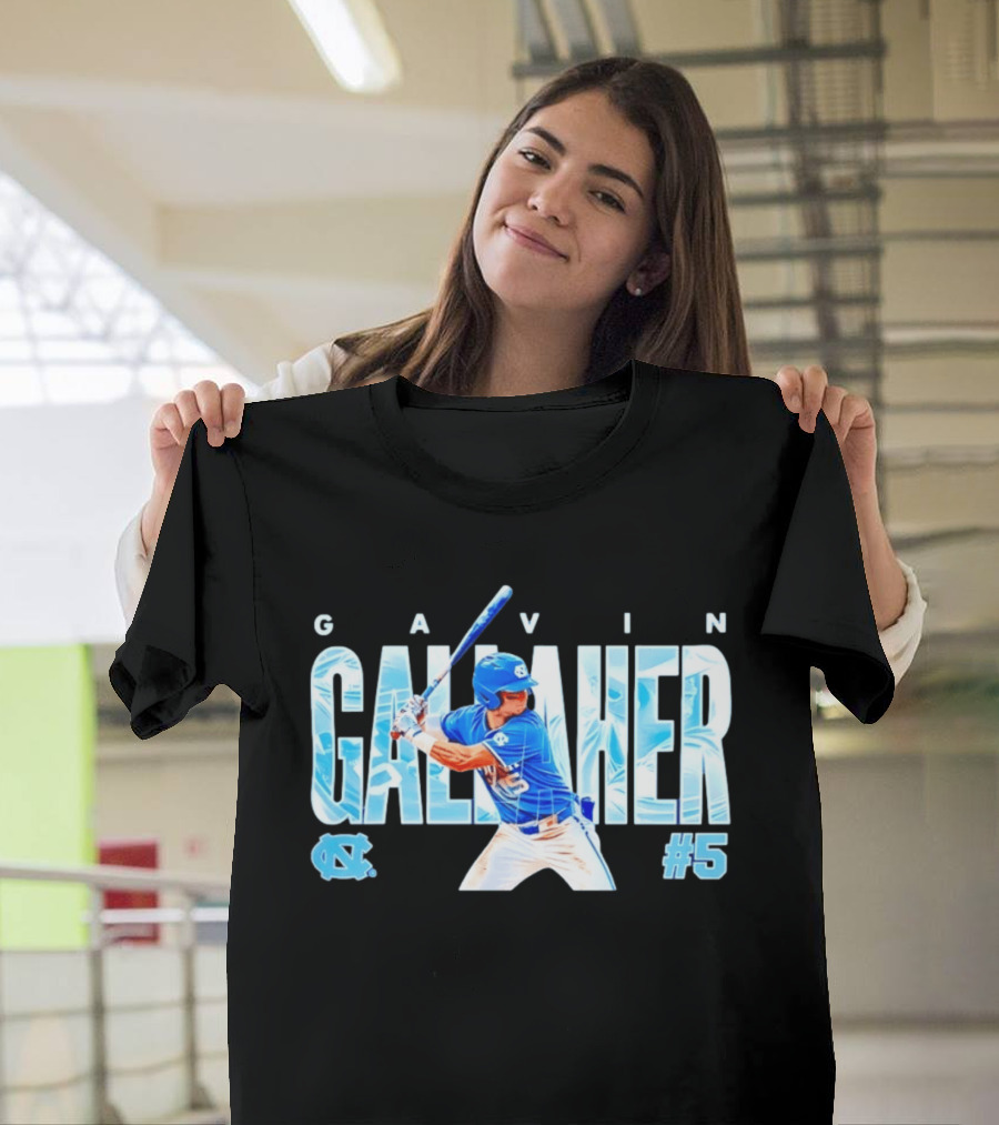 Gavin Gallaher #5 University Of North Carolina Tar Heels NCAA Baseball Player T-Shirt