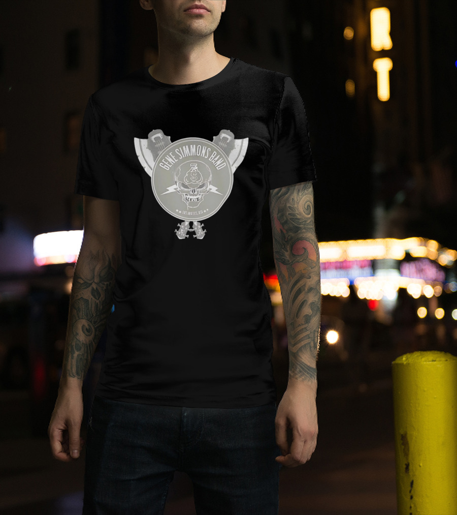 Gene Simmons Band Los Angeles USA Skull Dollar Bass Guitar Wings T-Shirt