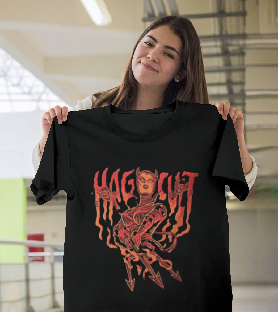 Hag Cult Demon Girl Trident Hellfire Occult T-Shirt