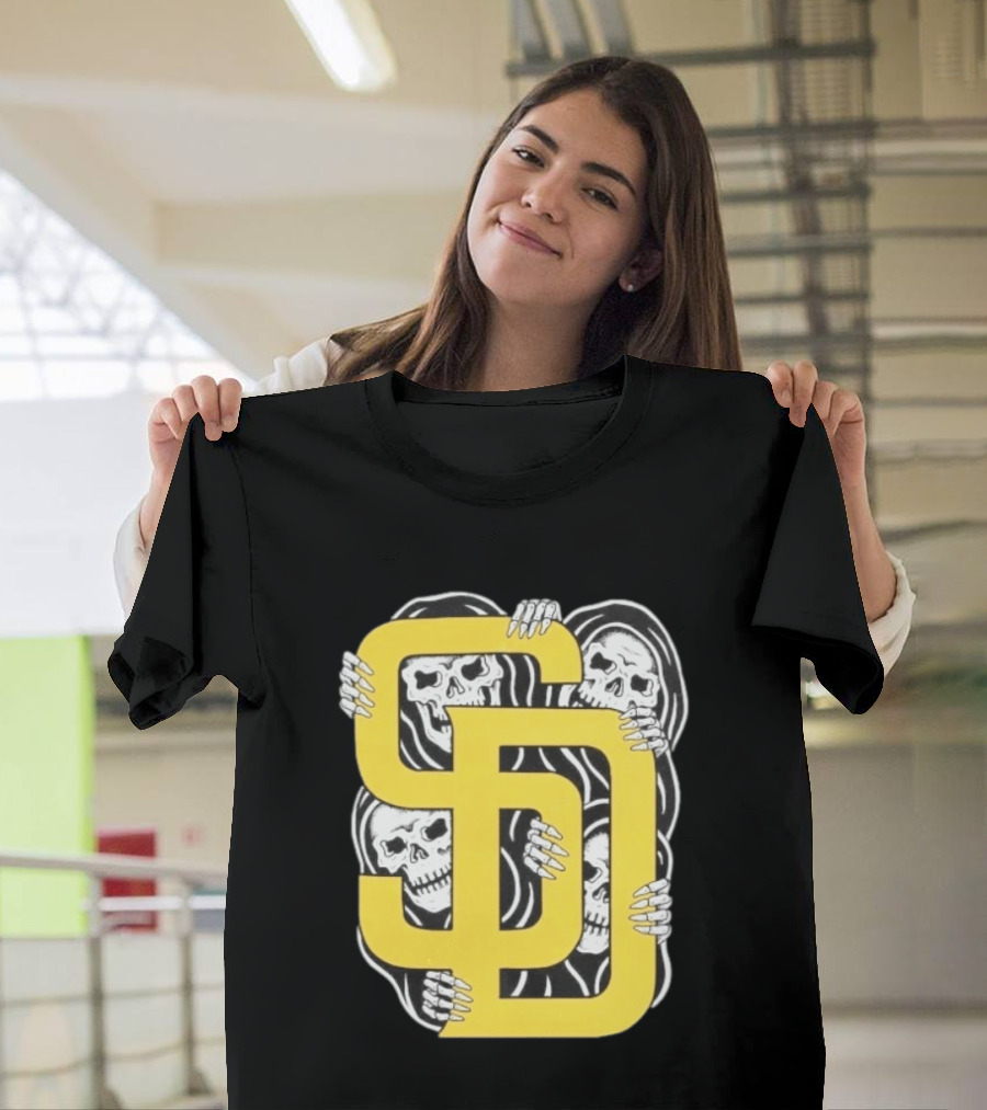 San Diego Padres SD Yellow Grim Reaper Skeletons T-Shirt