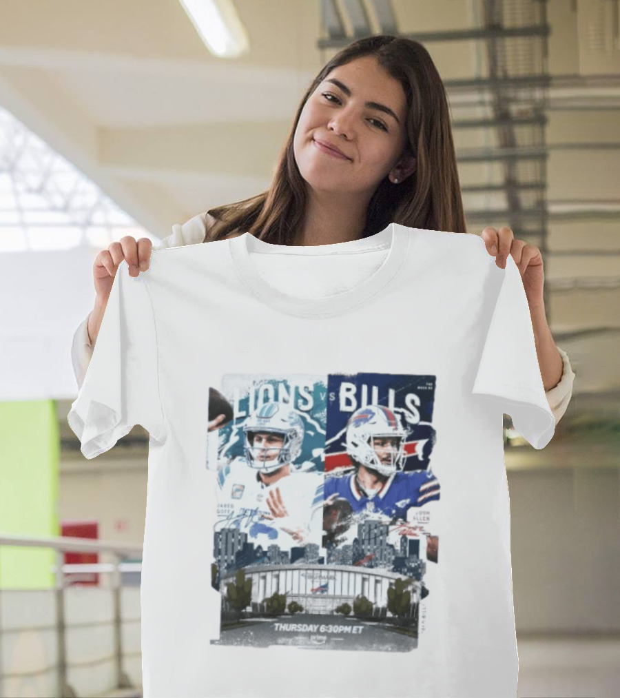 Jared Goff Detroit Lions Vs Josh Allen Buffalo Bills Thursday Night Football Week 02 6:30 PM ET T-Shirt