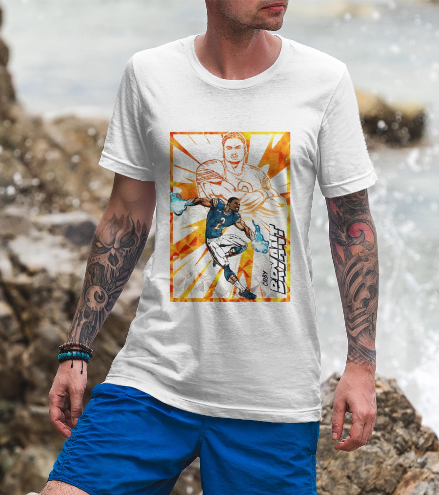 Coby Bryant Seattle Seahawks Football Card Dynamic Illustration With Chicago Bears T-Shirt