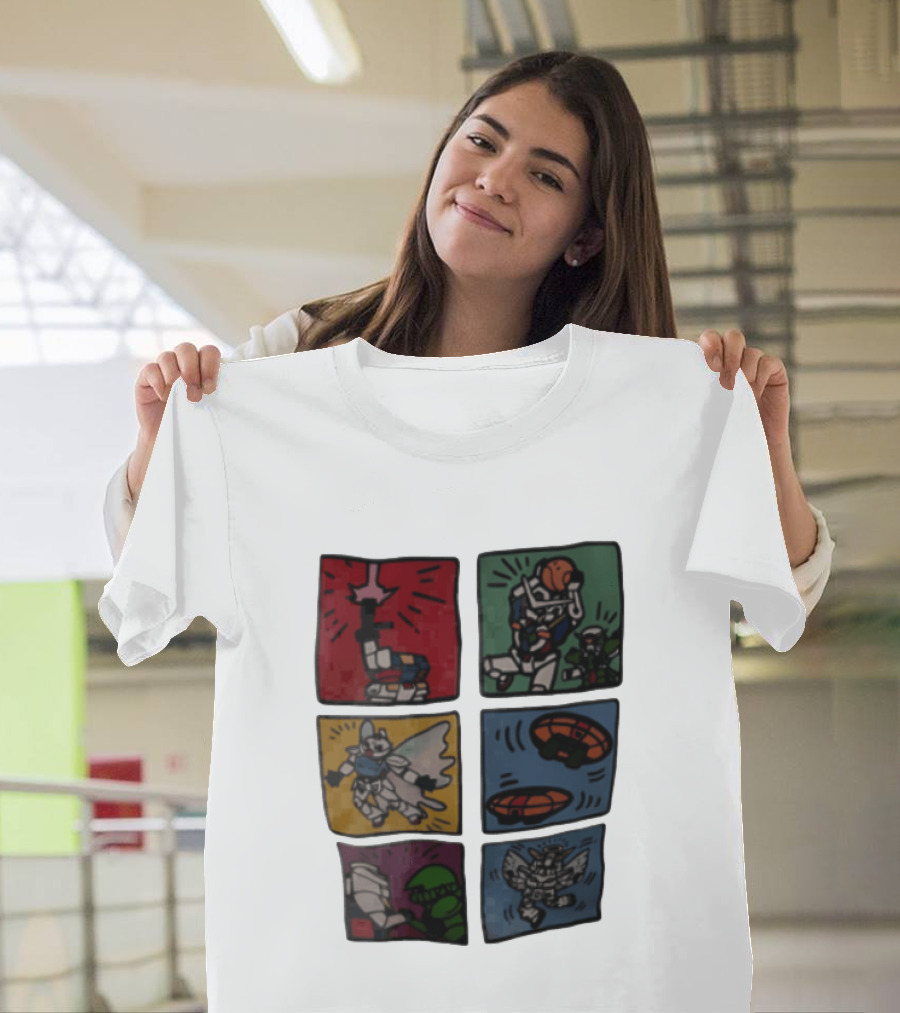 Keith Haring Japanese Mecha Robot Comic Panels Pop Cartoon T-Shirt