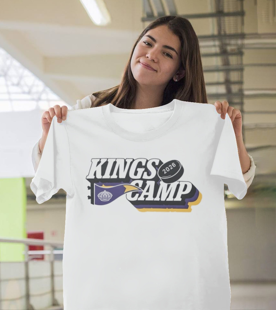 Kings Camp 2026 Hockey Sports Banner Whistle Puck T-Shirt