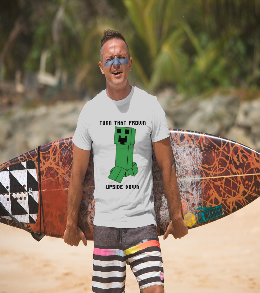 Creeper Turn That Frown Upside Down Gaming Block T-Shirt
