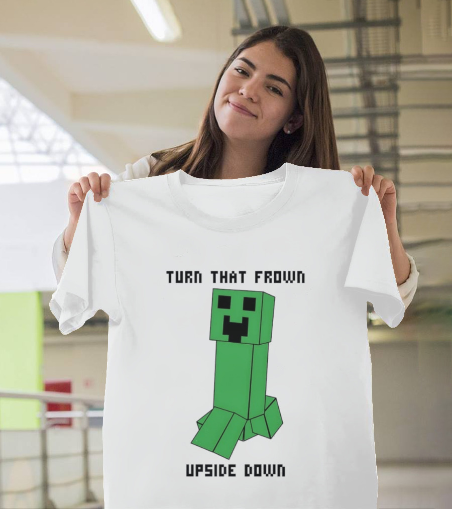 Creeper Turn That Frown Upside Down Gaming Block T-Shirt