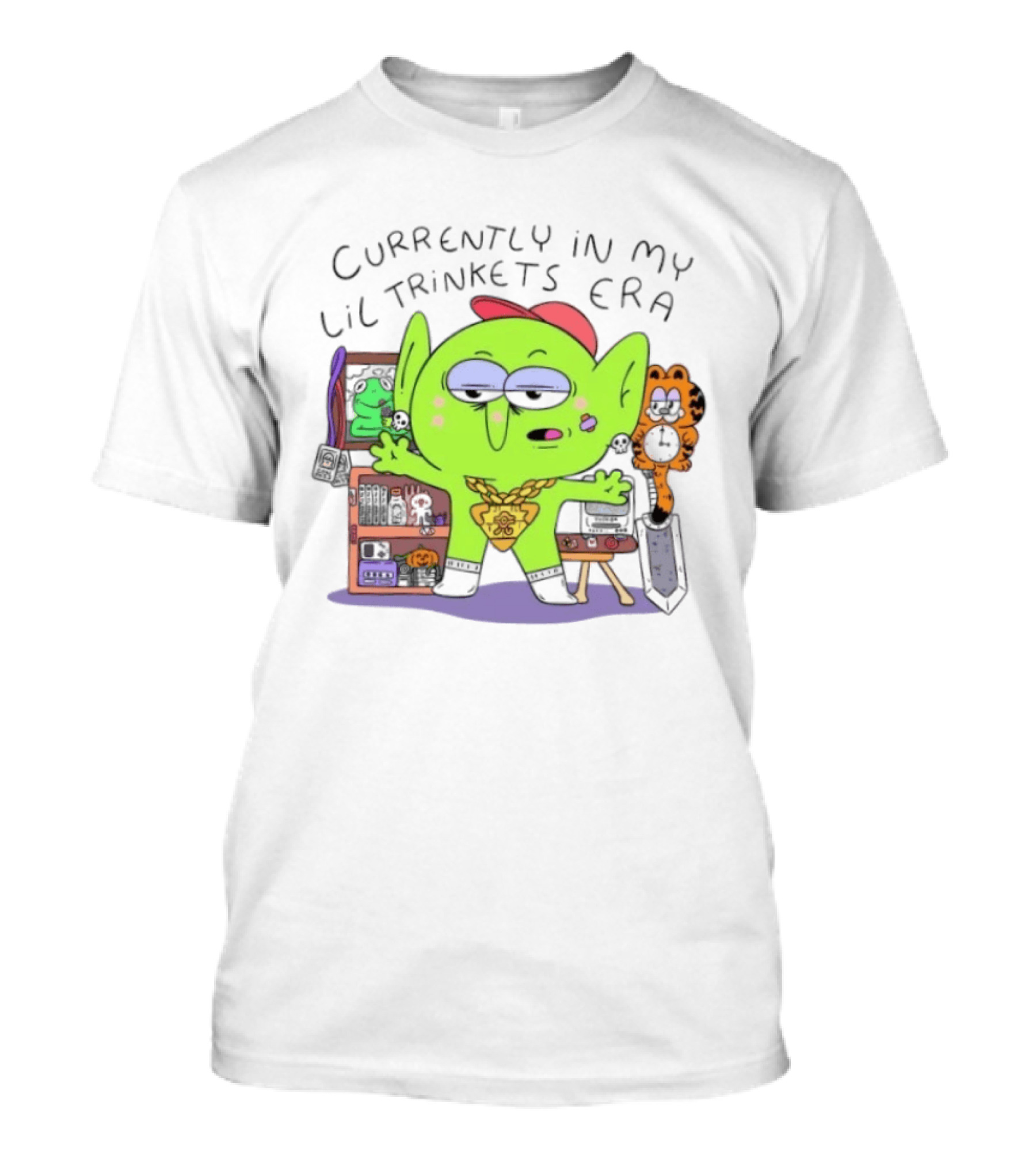 Currently In My Lil Trinkets Era Green Goblin Collectibles Fantasy Fun T-Shirt