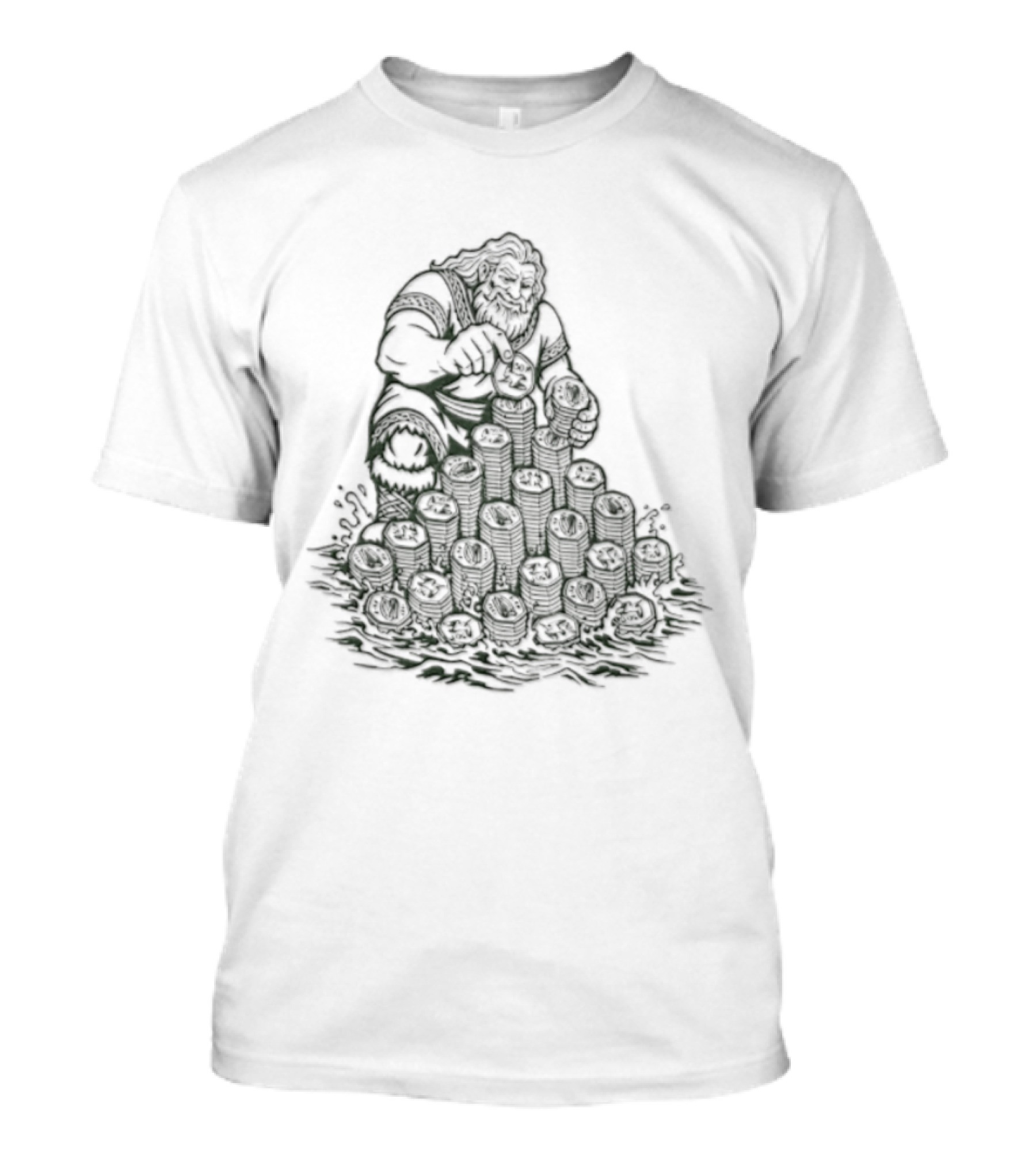 Dagda Irish Mythology Deity With Ireland 50p Coins Currency T-Shirt