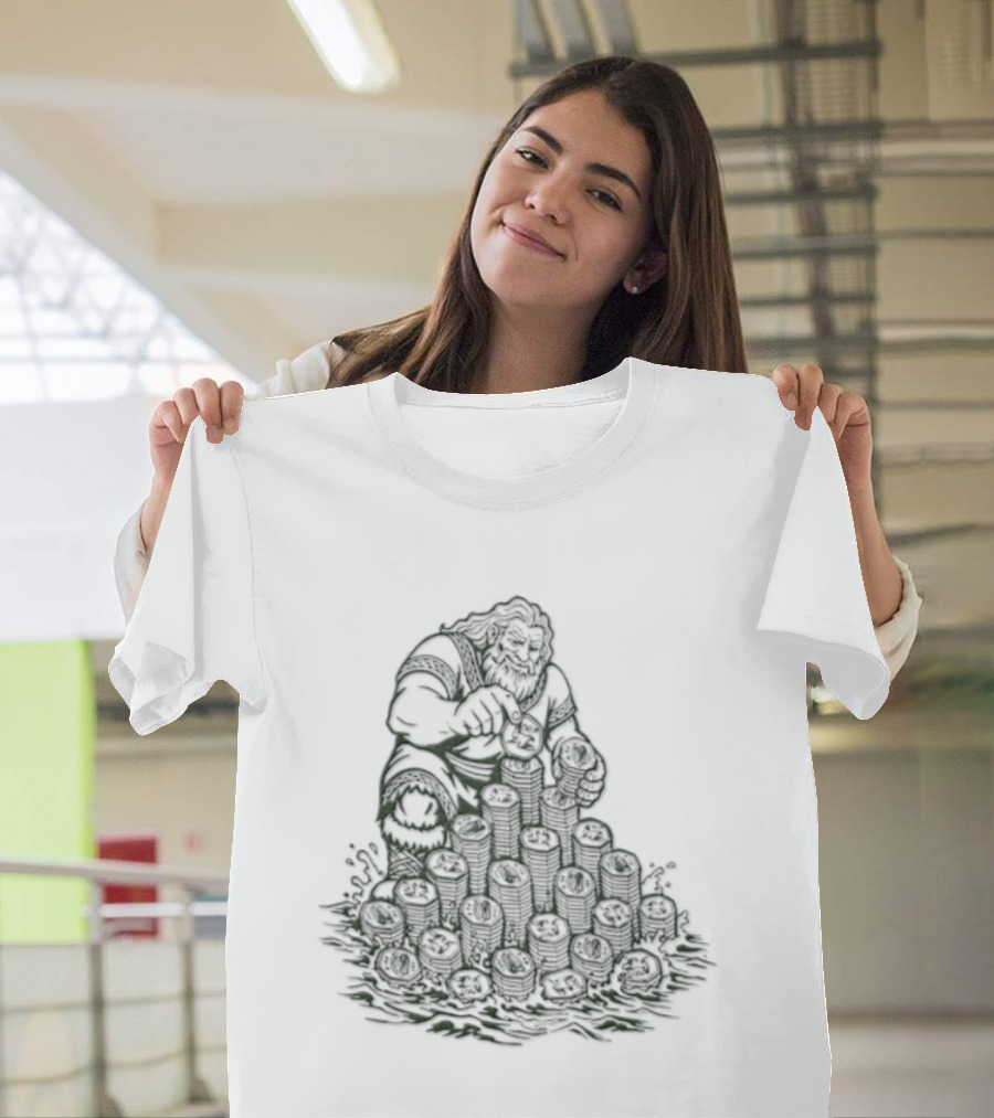 Dagda Irish Mythology Deity With Ireland 50p Coins Currency T-Shirt