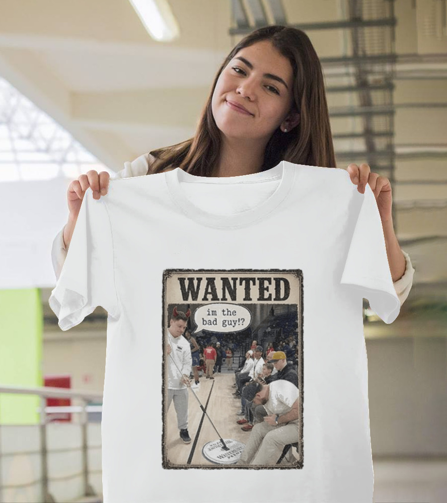 Wanted Im The Bad Guy!? Basketball Court Scene With Devil Horns T-Shirt