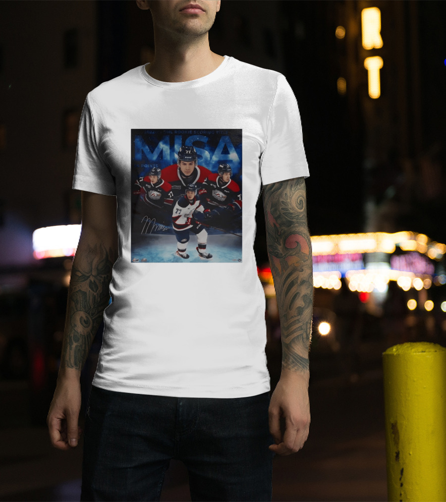 Michael Misa Saginaw Spirit 2022 23 OHL Rookie 56 Points T-Shirt
