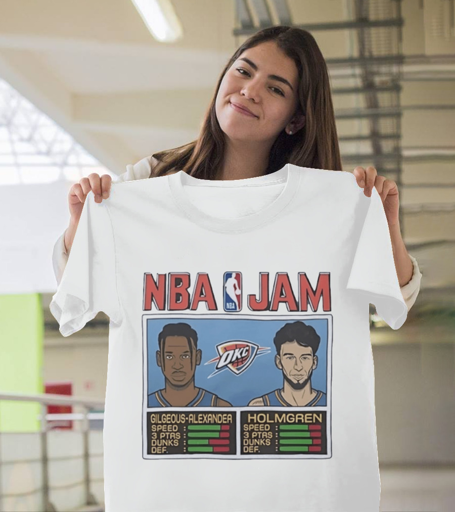 NBA Jam Shai Gilgeous Alexander Chet Holmgren OKC Thunder Stats T-Shirt
