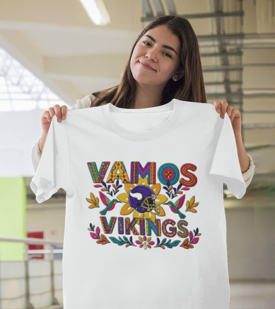 Minnesota Vikings Vamos Alebrije Football Helmet Floral T-Shirt
