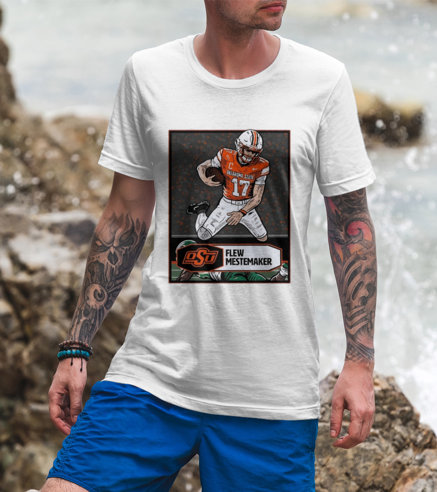 Oklahoma State Cowboys Flew Mestemaker 17 College Football Player Card T-Shirt