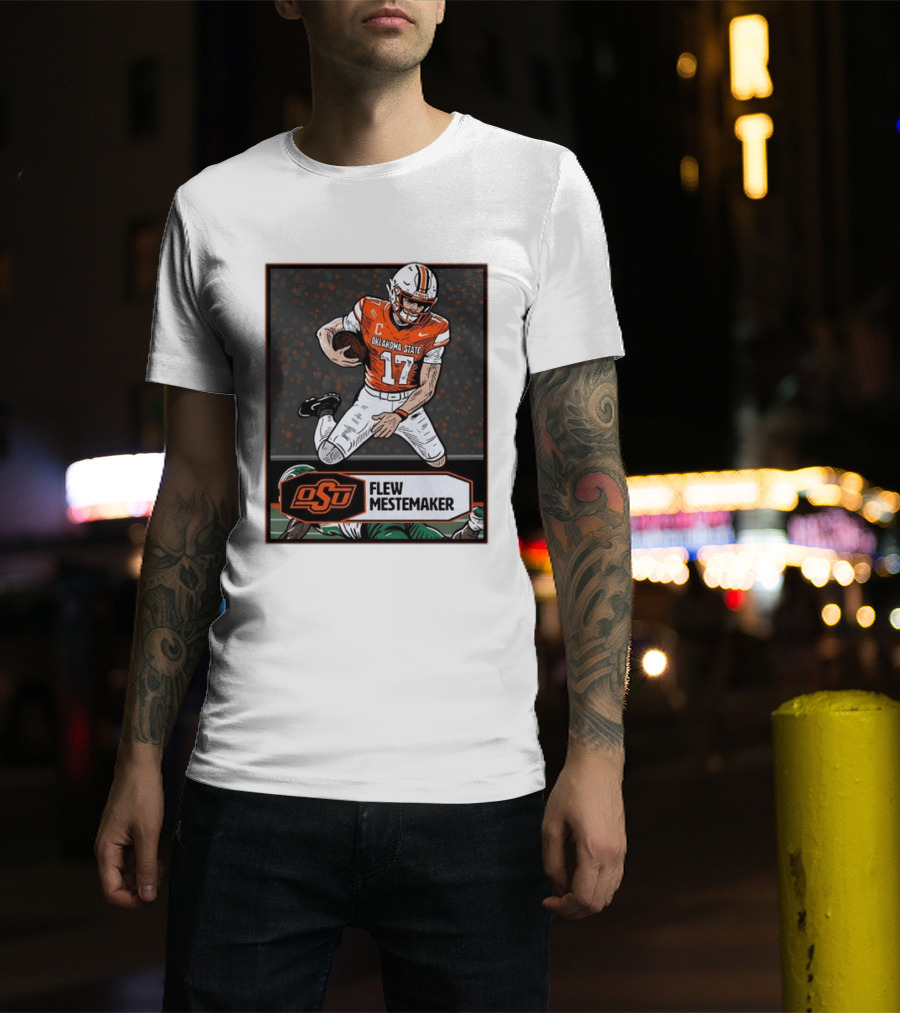 Oklahoma State Cowboys Flew Mestemaker 17 College Football Player Card T-Shirt
