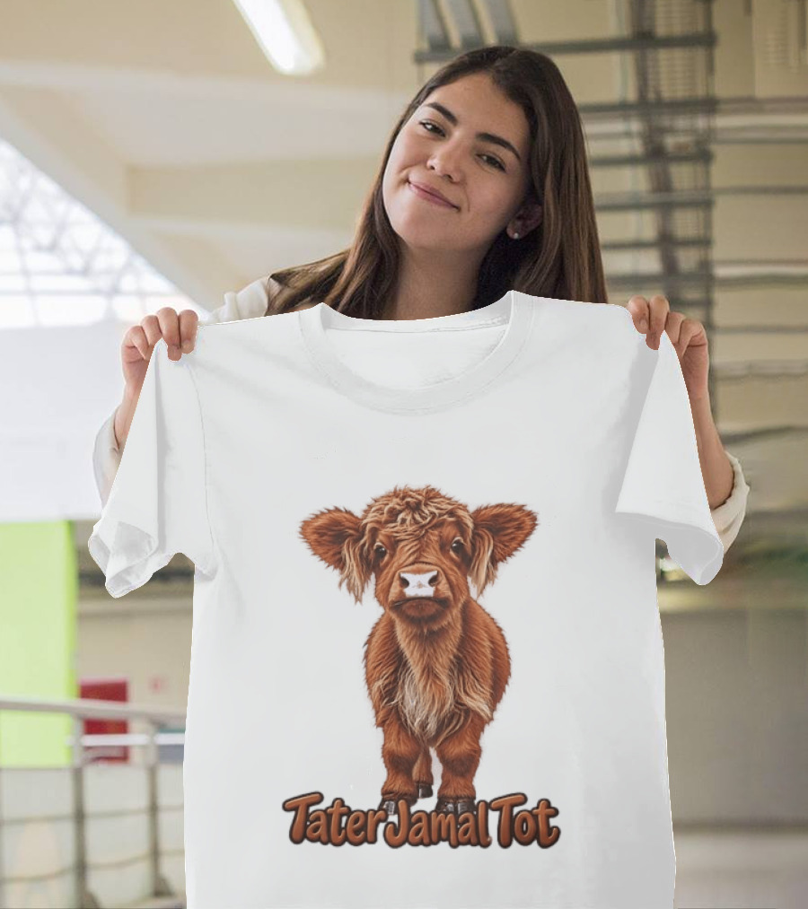 TaterJamal Tot Highland Cow Farm Animal Cute Brown Calf T-Shirt