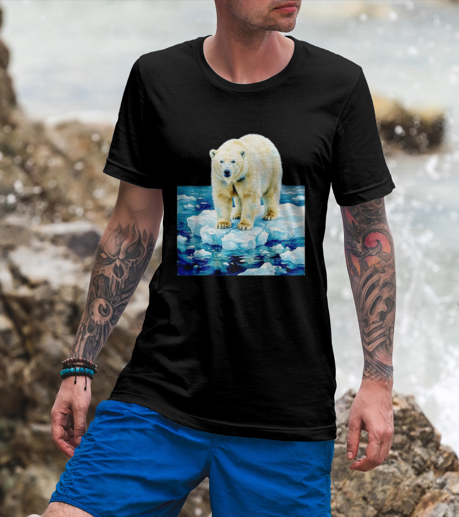 Majestic Polar Bear On Melting Iceberg Arctic Wildlife Scene T-Shirt