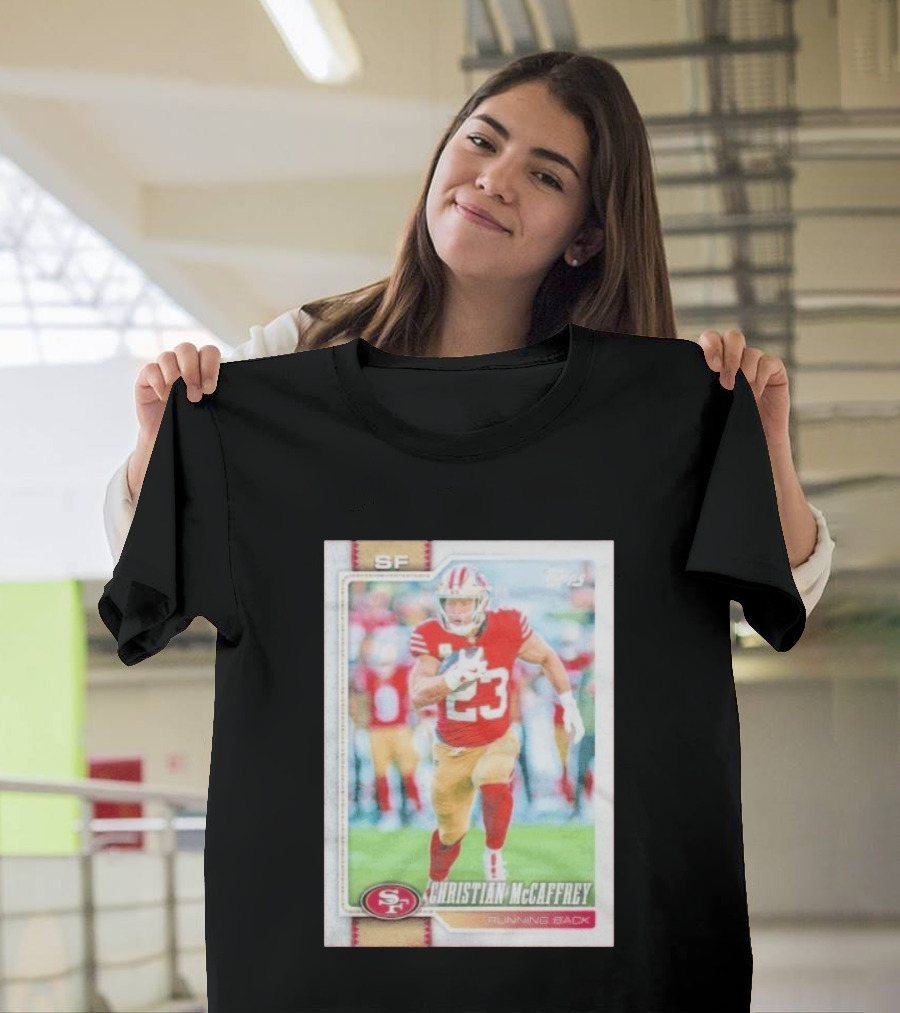 Christian McCaffrey SF 49ers Running Back No 23 NFL Player Card T-Shirt