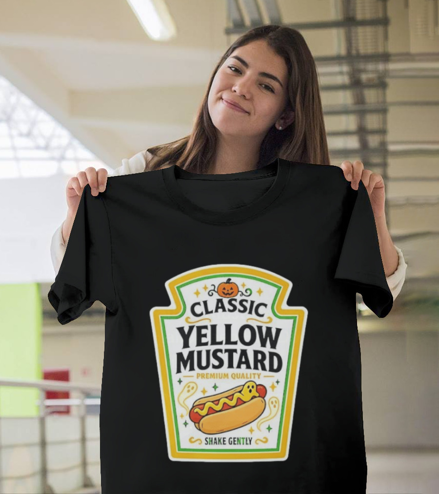 Classic Yellow Mustard Premium Quality Halloween Hot Dog Shake Gently T-Shirt