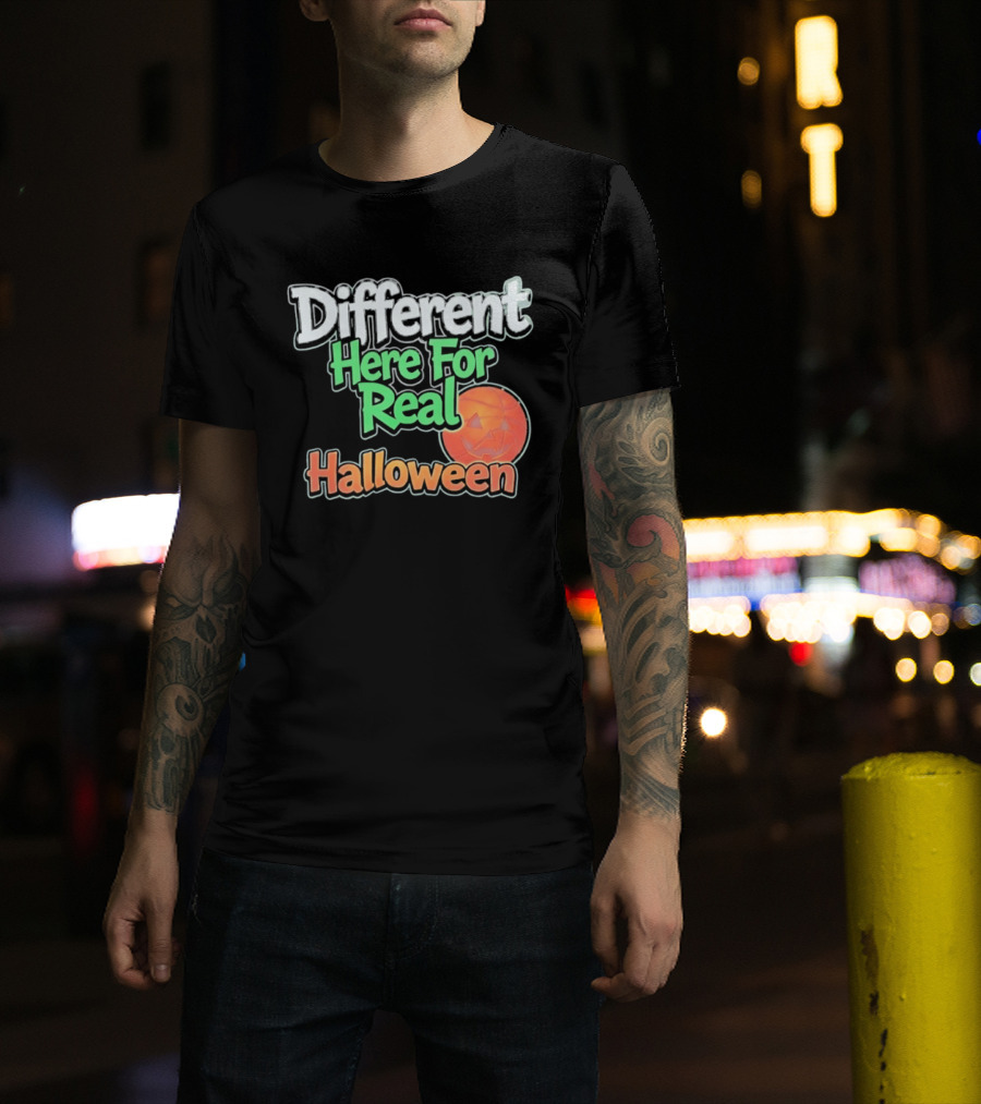 Different Here For Real Halloween Pumpkin Basketball T-Shirt