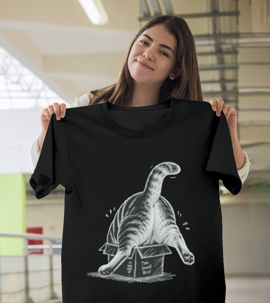 Too Small Bro Tabby Cat Stuck In Box Rear View T-Shirt