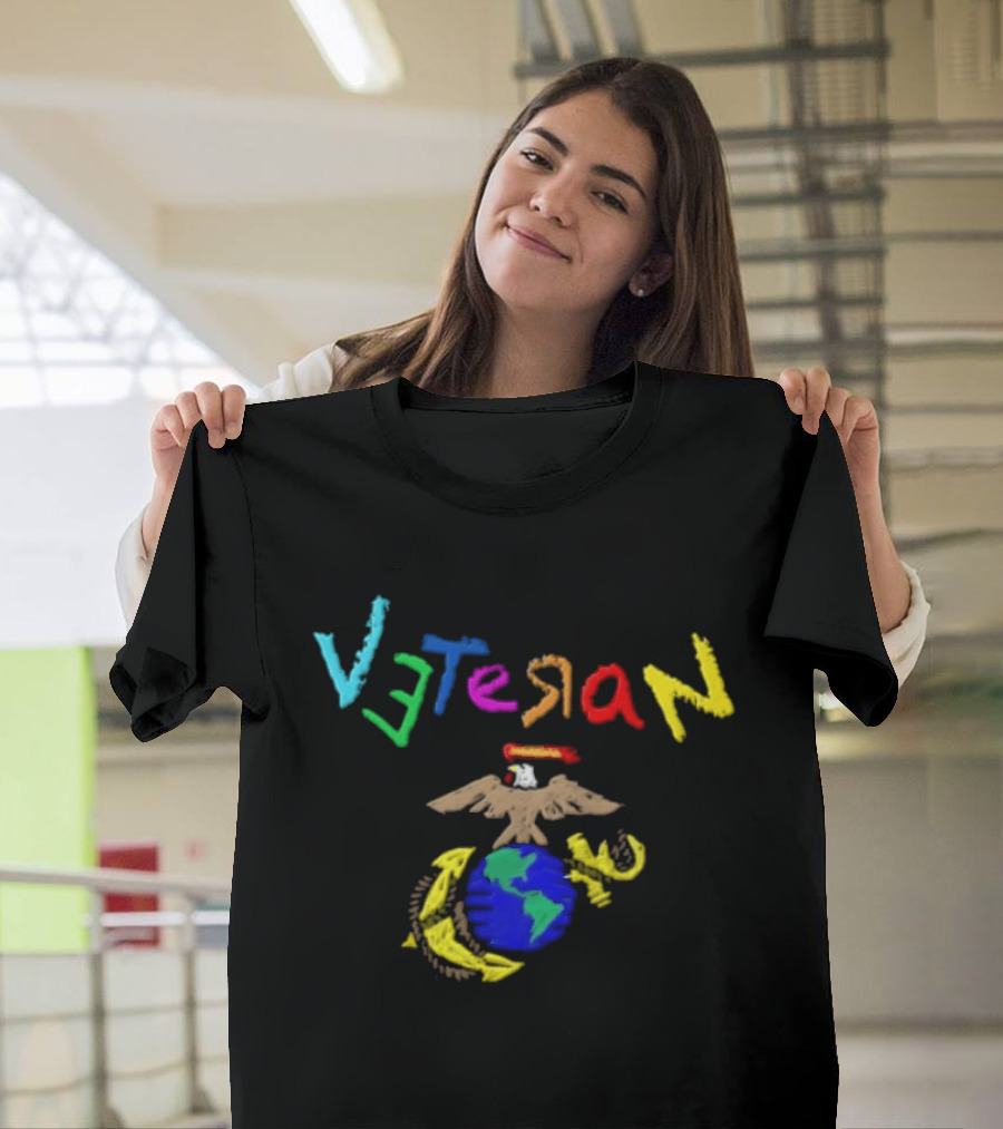 Veteran Eagle Globe And Anchor Colorful Military T-Shirt