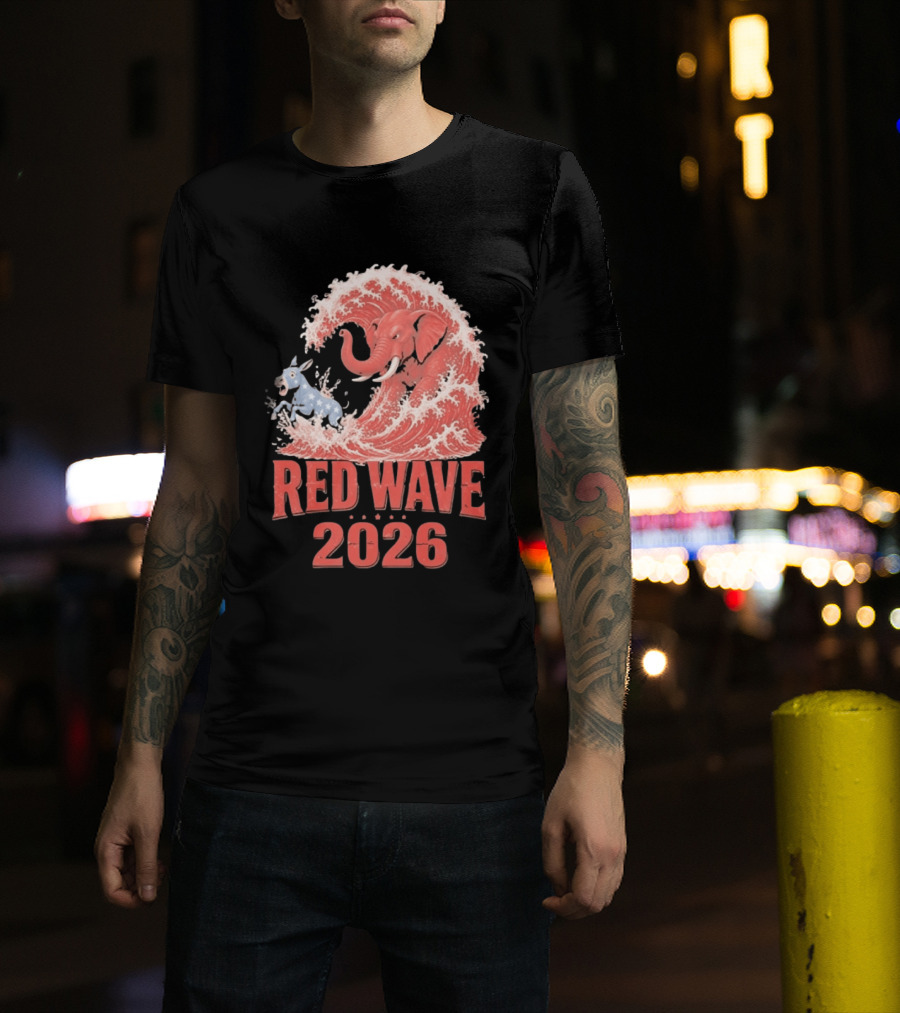 Red Wave 2026 Republican Elephant Vs Donkey Political T-Shirt