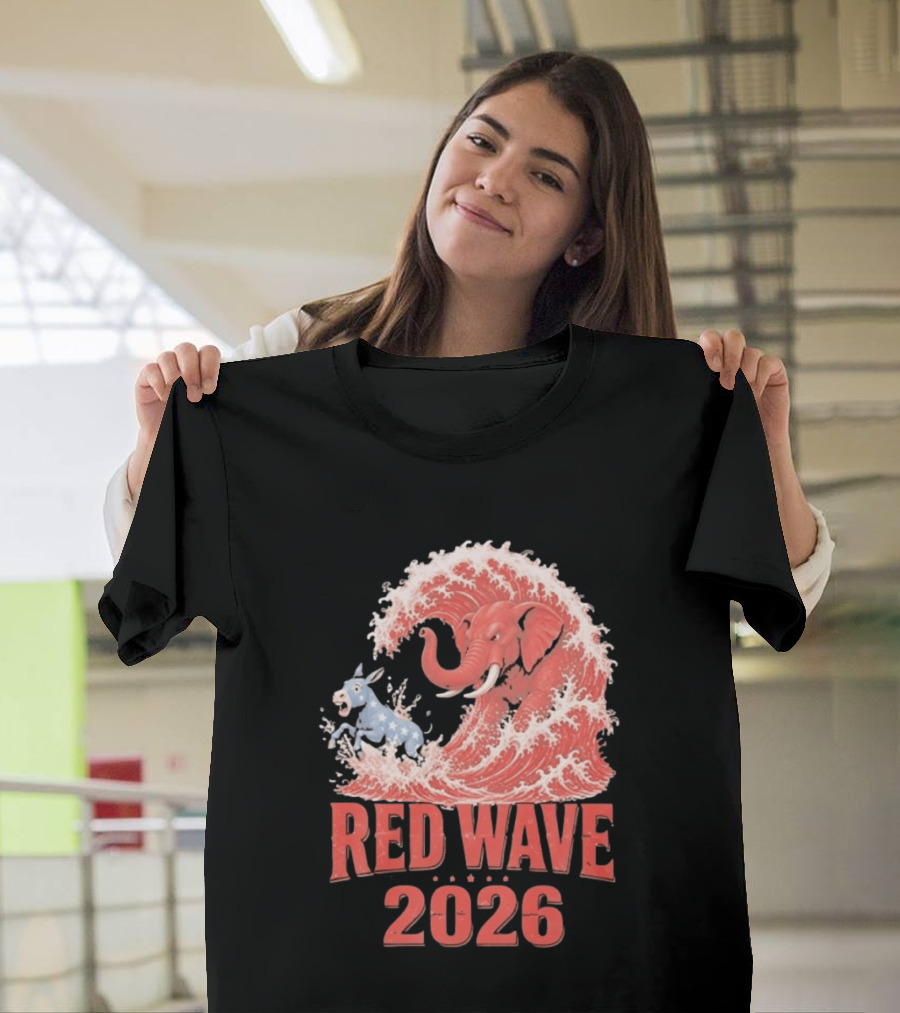 Red Wave 2026 Republican Elephant Vs Donkey Political T-Shirt