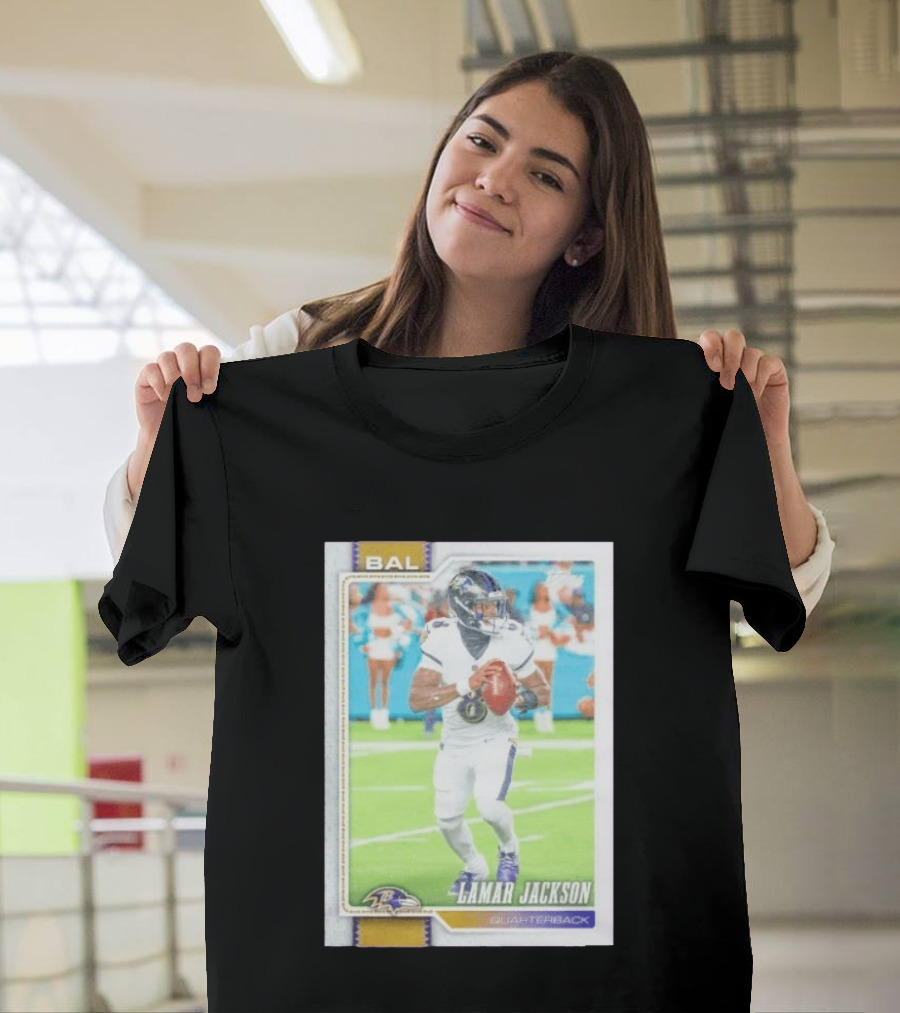BAL Ravens Lamar Jackson No 8 Quarterback Football Card 2026 T-Shirt