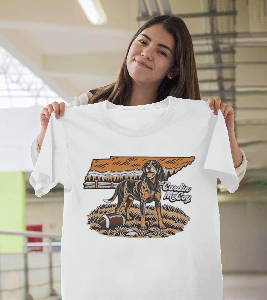 Cardin McCoy Tennessee Bluetick Coonhound Football Landscape T-Shirt
