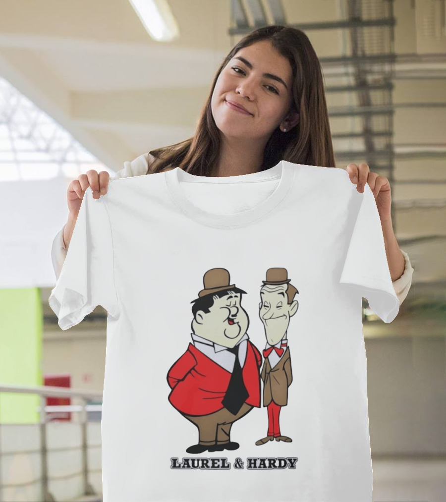 Laurel And Hardy Cartoon Style Classic Comedy T-Shirt