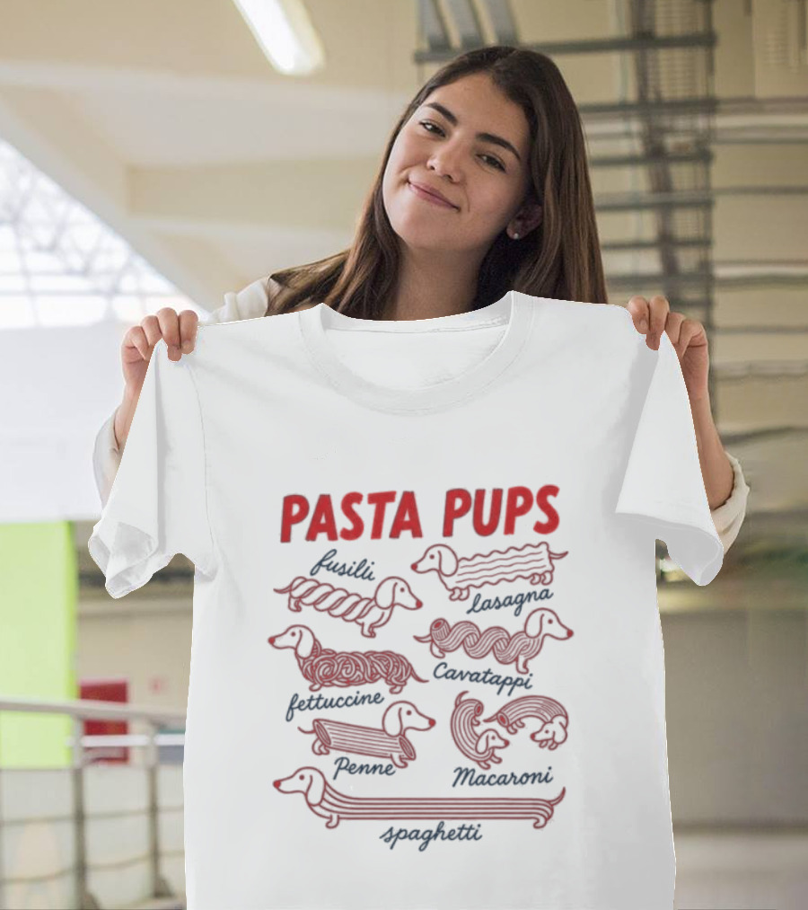 Pasta Pups Fusilli Lasagna Fettuccine Cavatappi Penne Macaroni Spaghetti Dogs T-Shirt