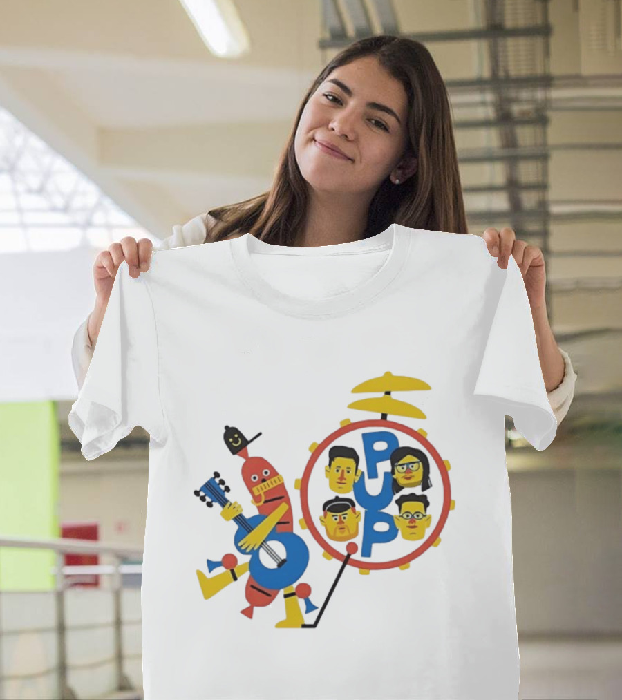 Pup Band Punk Rock Music Cartoon Characters Drums T-Shirt