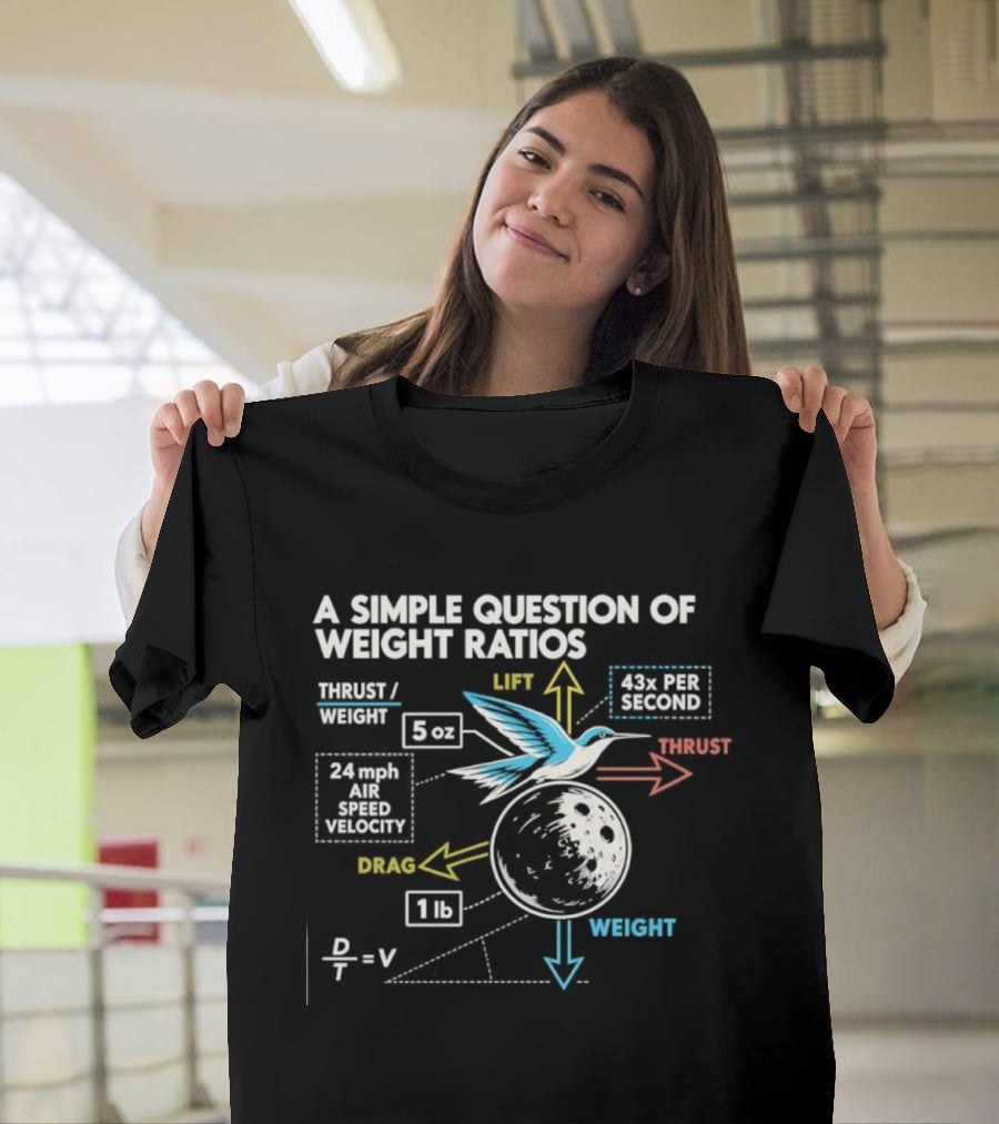 A Simple Question Of Weight Ratios Hummingbird Velocity 24 Mph Terminal Weight Ratio Formula Physics T-Shirt