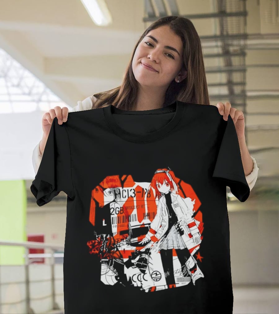Anime Girl Broadcast Ret Cyberpunk Aesthetic Red Neon T-Shirt