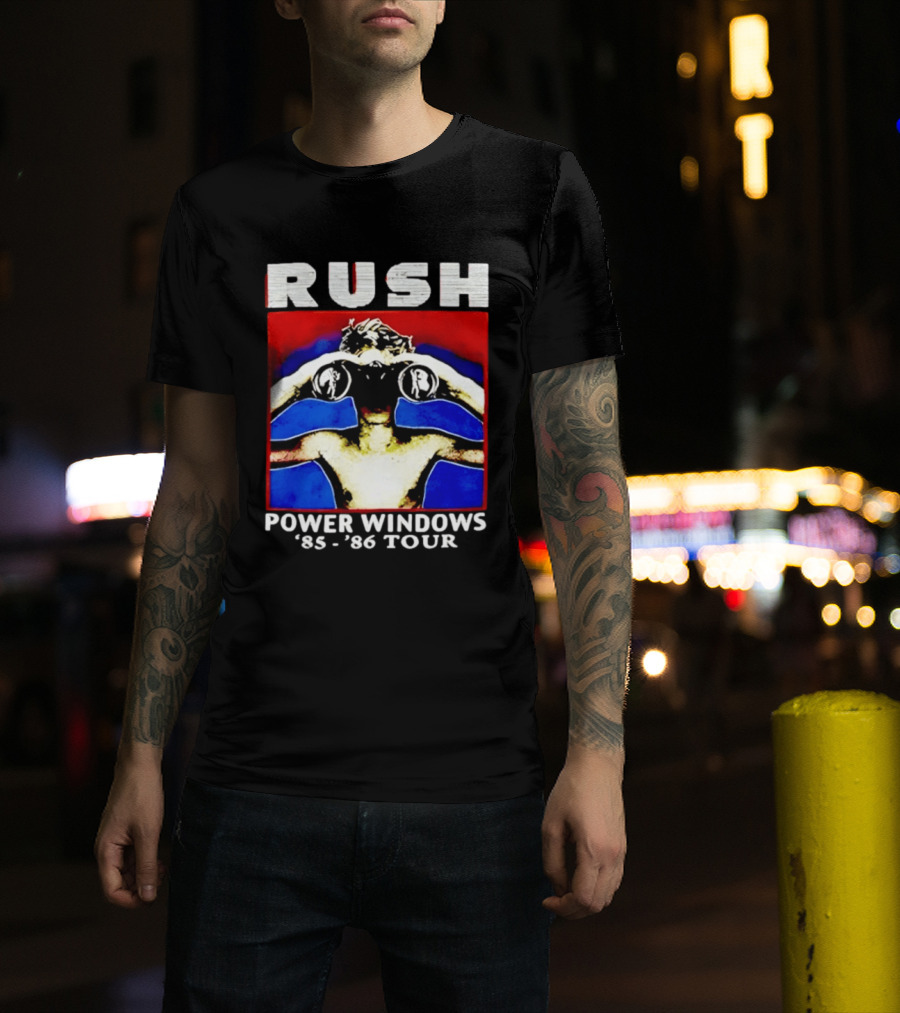 Rush Power Windows 85 86 Tour Rock Music Iconic Binoculars T-Shirt