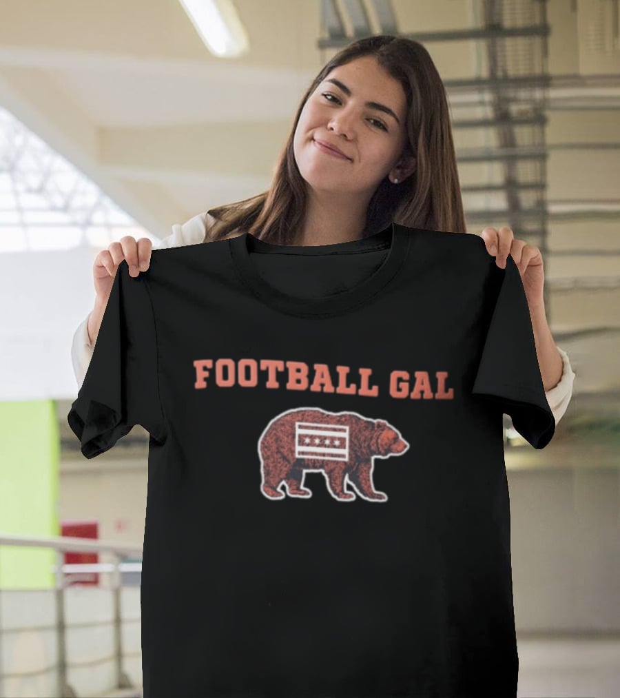 Chicago Bears Football Gal Brown Bear With Chicago Flag T-Shirt