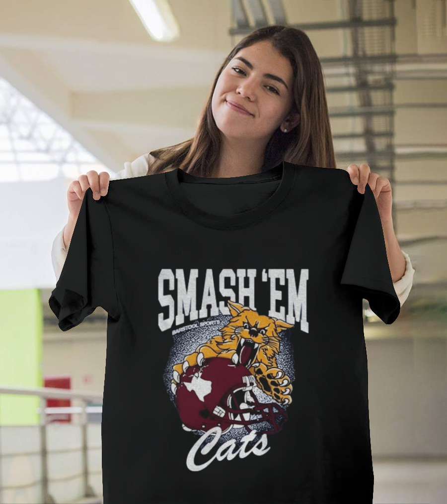 Smash 'Em Cats Barstool Sports Wildcat Clawing Texas Football Helmet T-Shirt