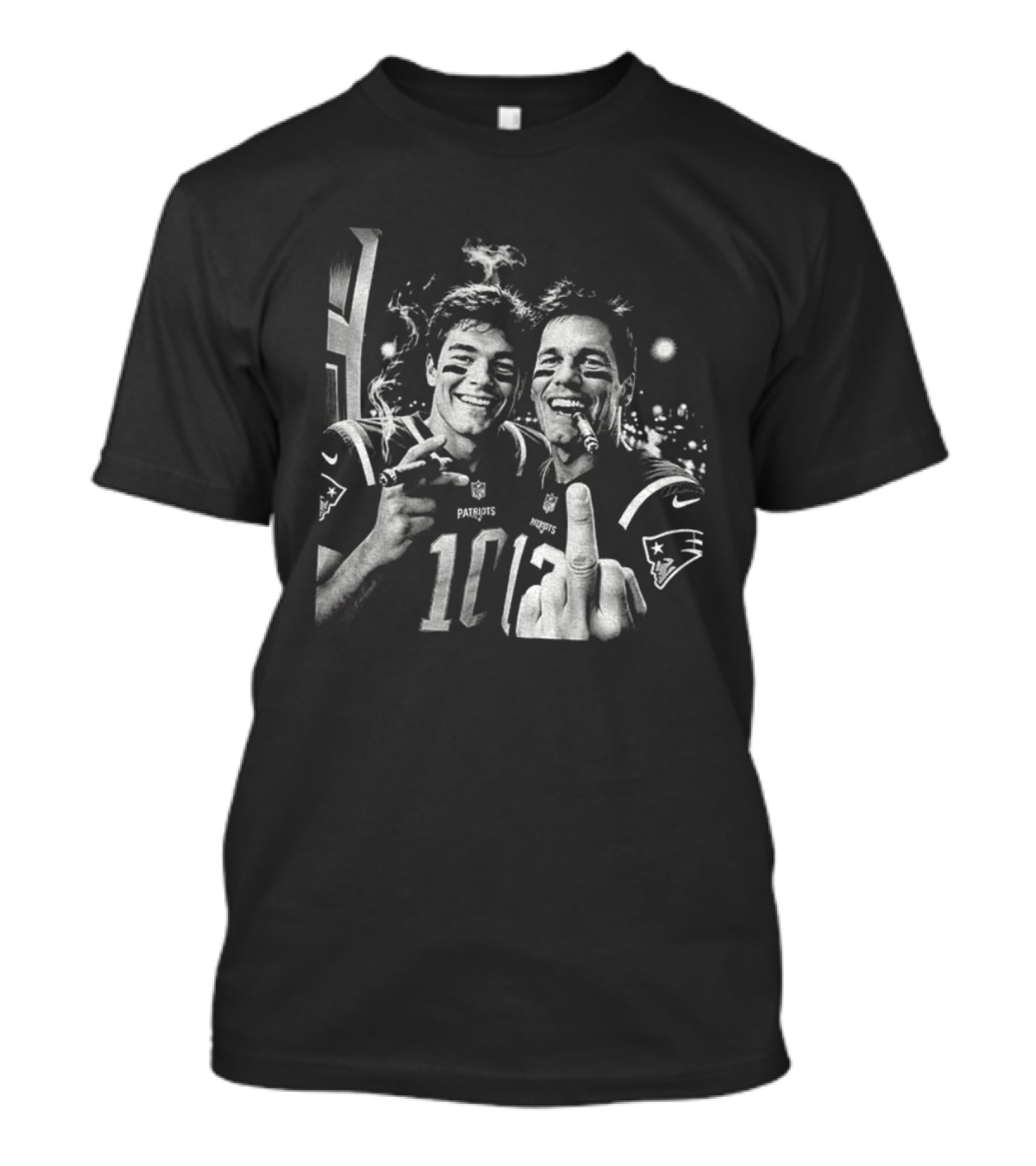 Tom Brady Drake Maye New England Patriots 90s Bootleg Cigar Football T-Shirt