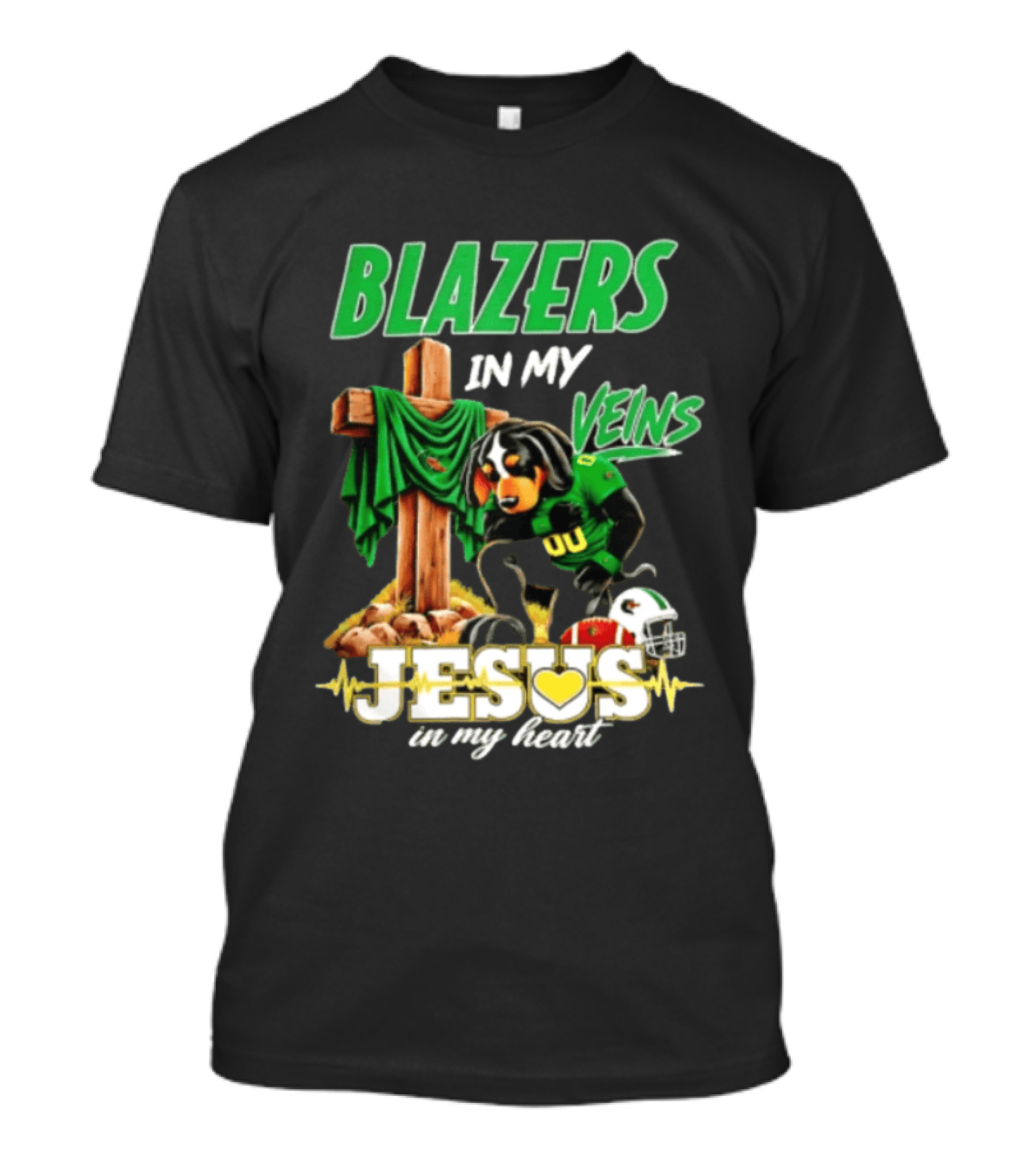 BLazers In My Veins Jesus In My Heart UAB Blazers Football Dog Faith T-Shirt