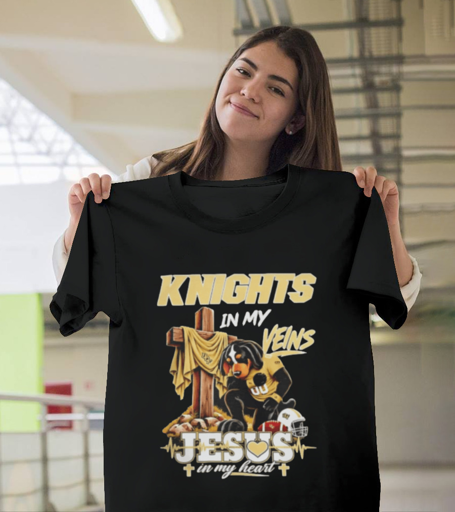 UCF Knights Dog Football Jesus Cross Faith In My Heart T-Shirt