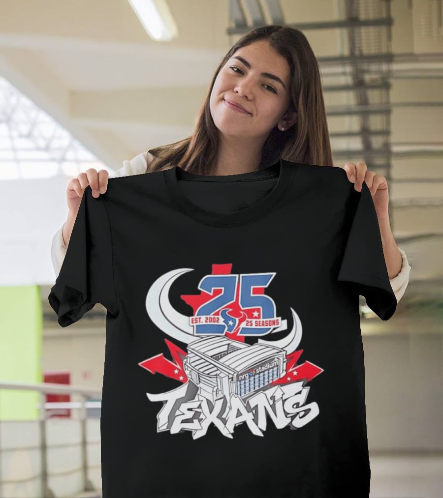 Houston Texans Est. 2002 25 Seasons NRG Stadium Anniversary T-Shirt
