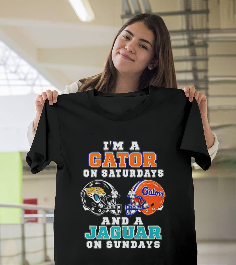 I'm A Gator On Saturdays And A Jaguar On Sundays Football Helmets T-Shirt
