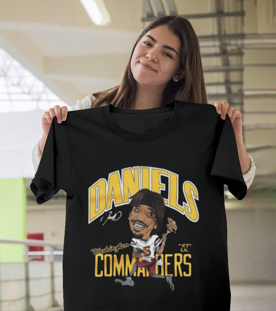 Daniels 7 Washington Commanders Caricature Player Holding Waffle Fork T-Shirt