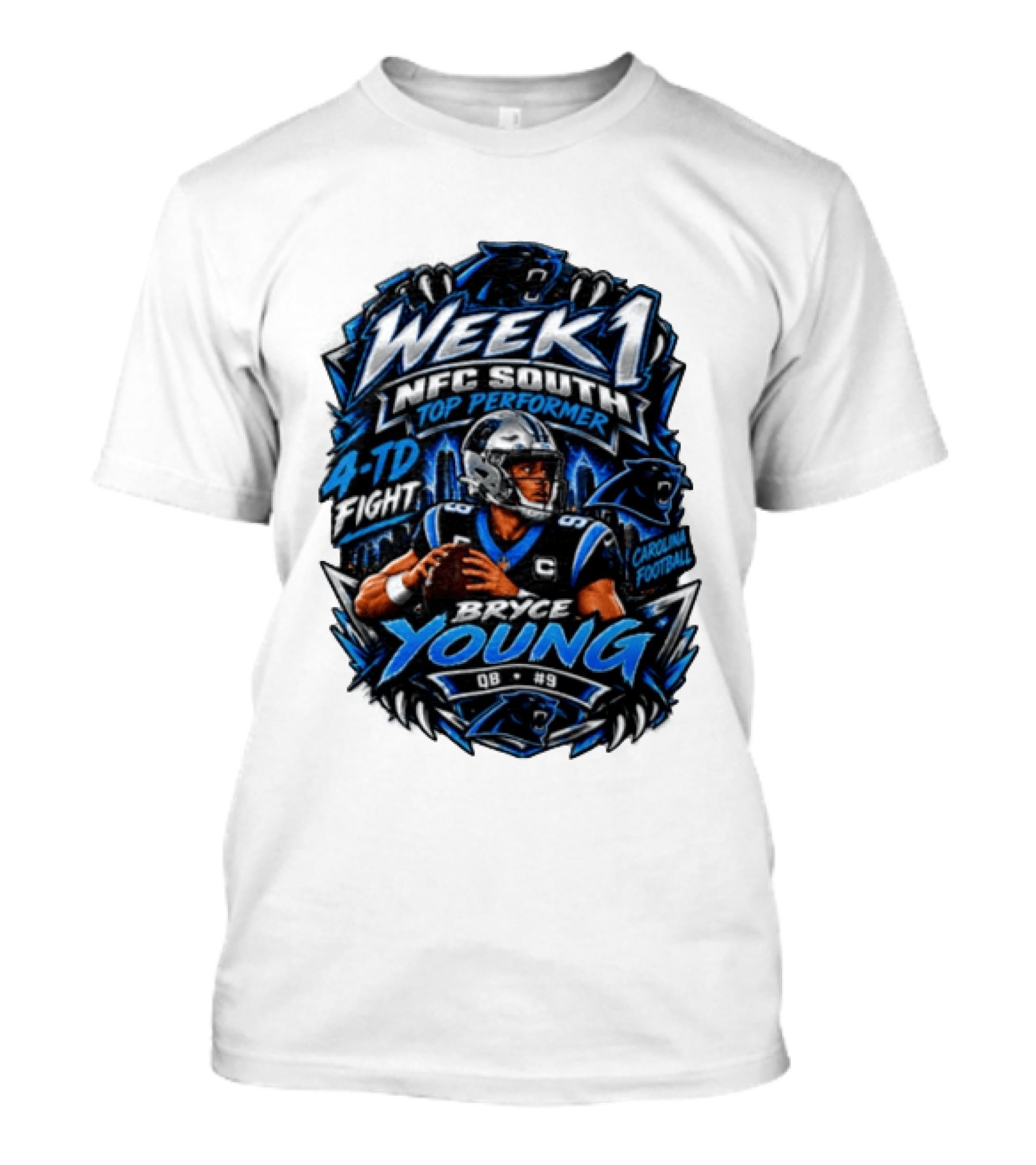 Week 1 NFC South Top Performer Bryce Young 4 TD Fight Carolina Football T-Shirt